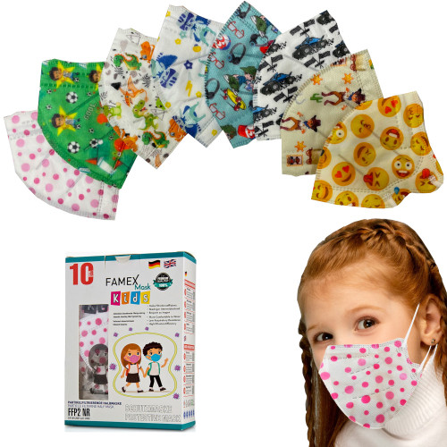 Famex Childrens FFP2 Disposable Pattern Face Mask with Ear Loops